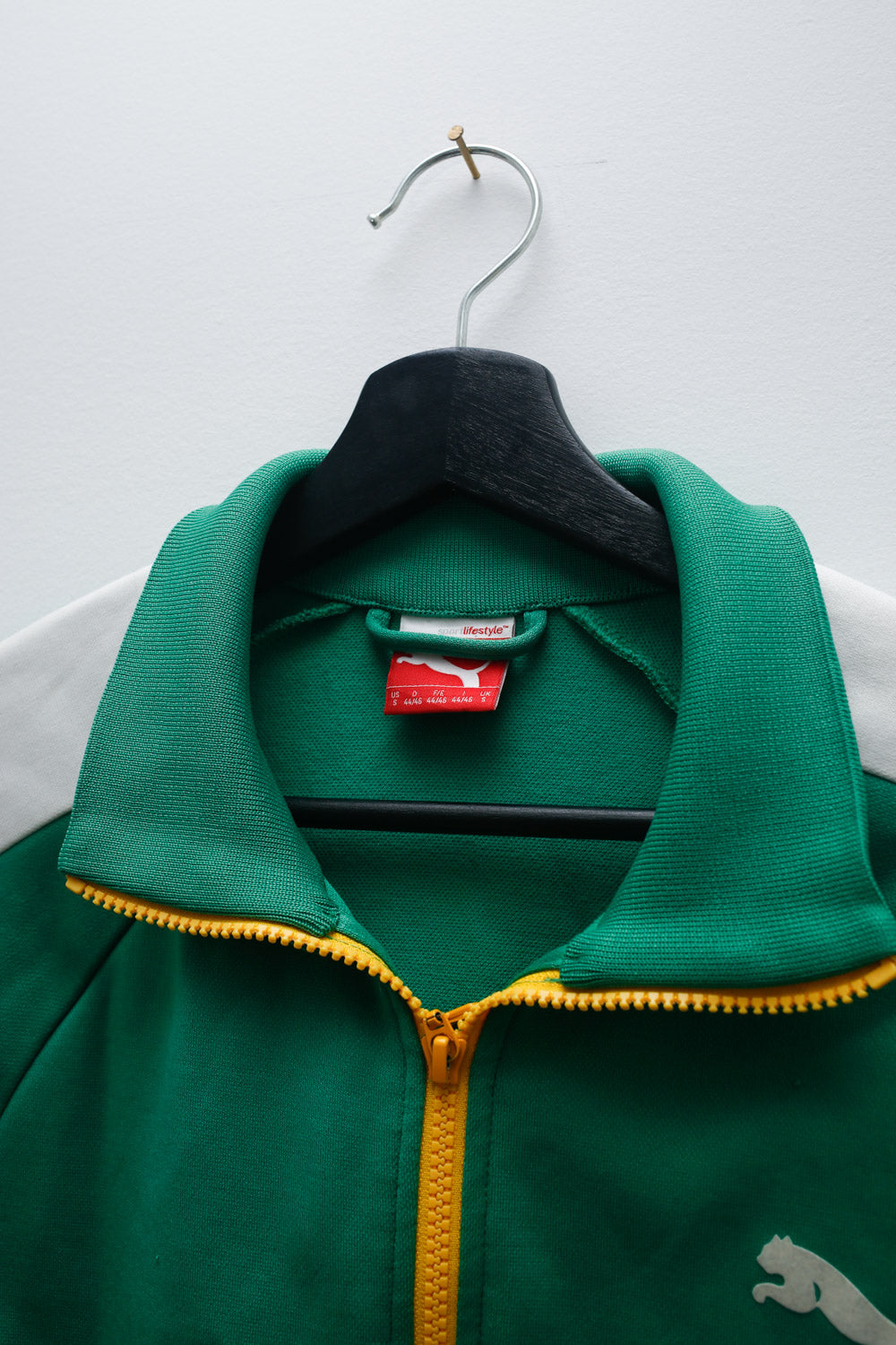 Vintage Puma Track Jacket – Green/White/Yellow (Size L)