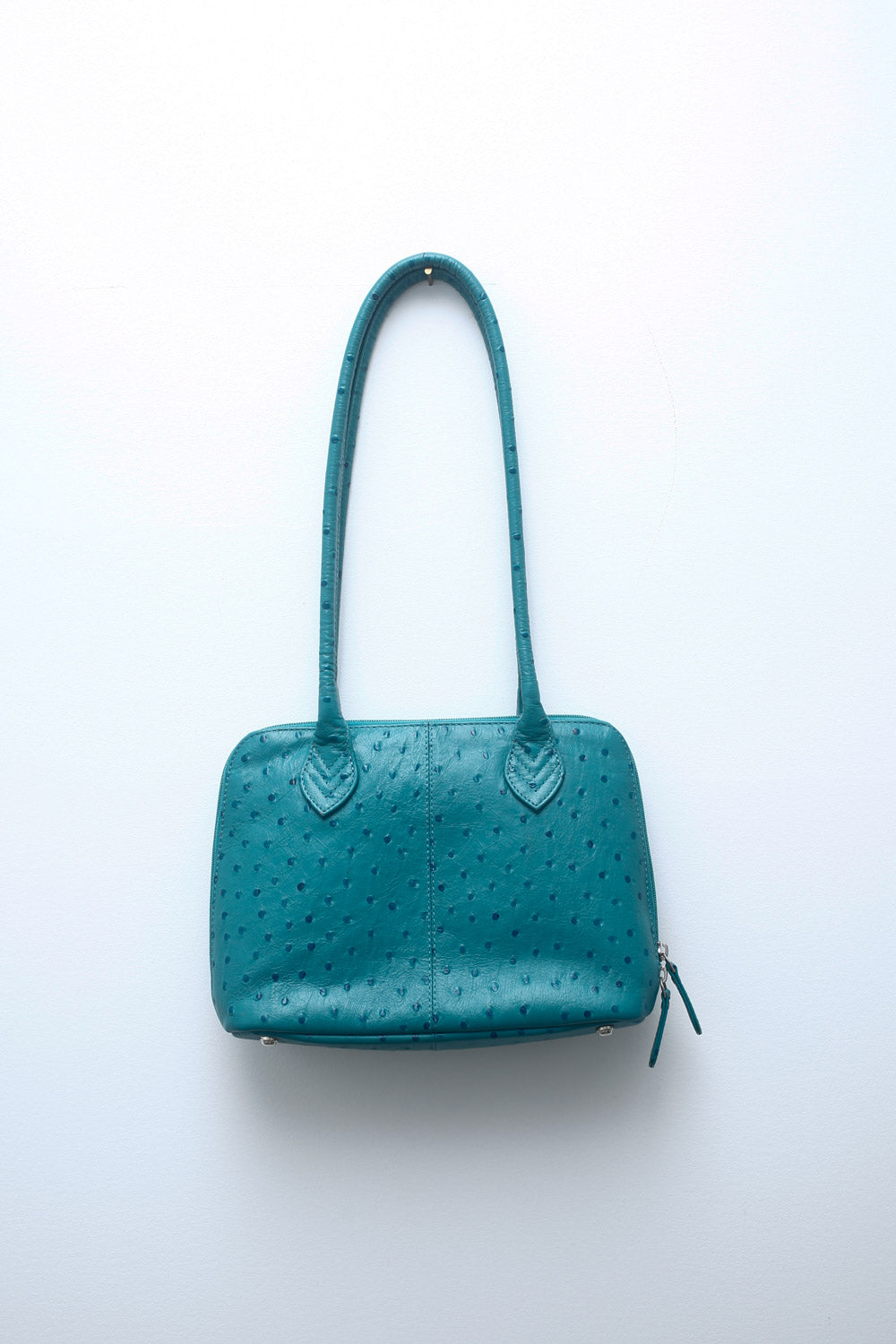 Teal Leather Shoulder Bag – Textured Vintage Style