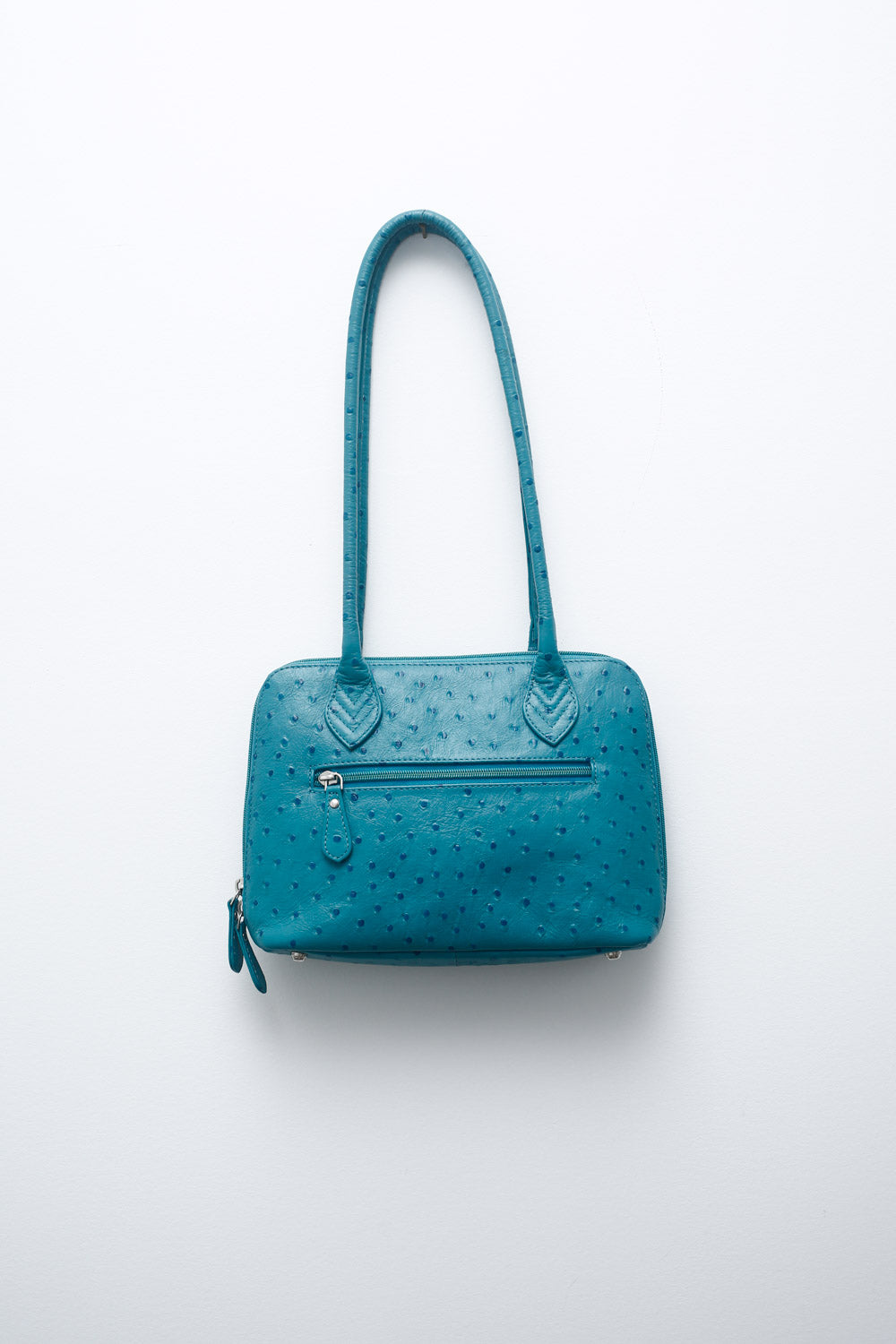 Teal Leather Shoulder Bag – Textured Vintage Style