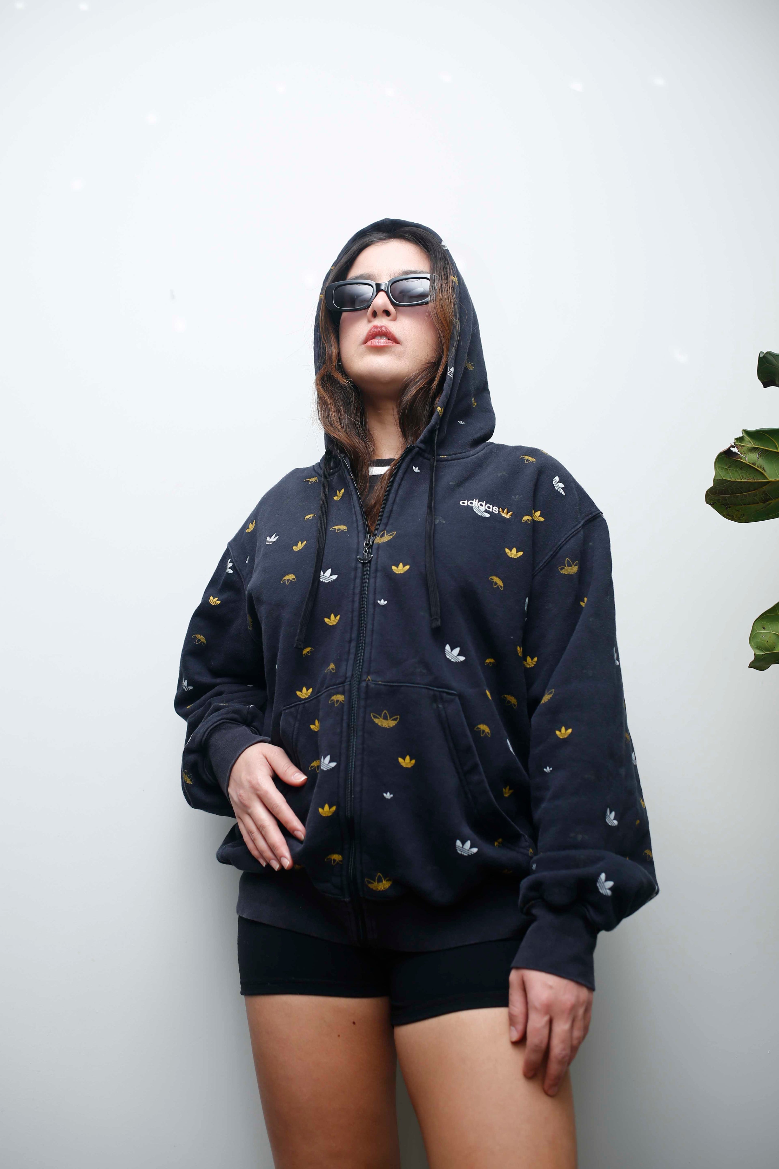 Vintage Adidas Logo Hoodie Full Pattern