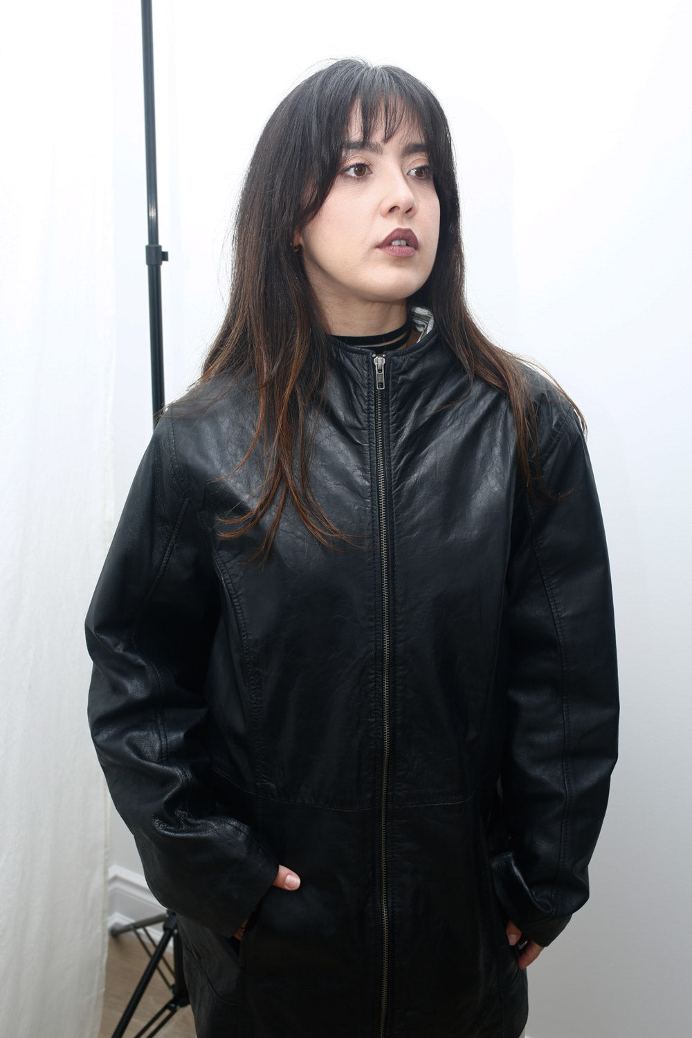 Jessica Black Jacket 100% Leather – Longline Minimal Fit