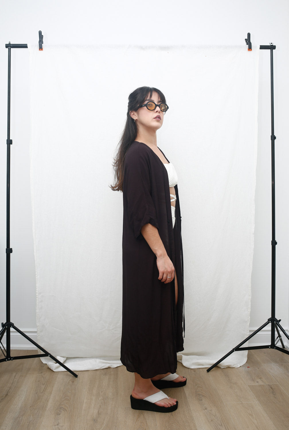 Vintage Black Wrap Dress / Kimono Cover-Up