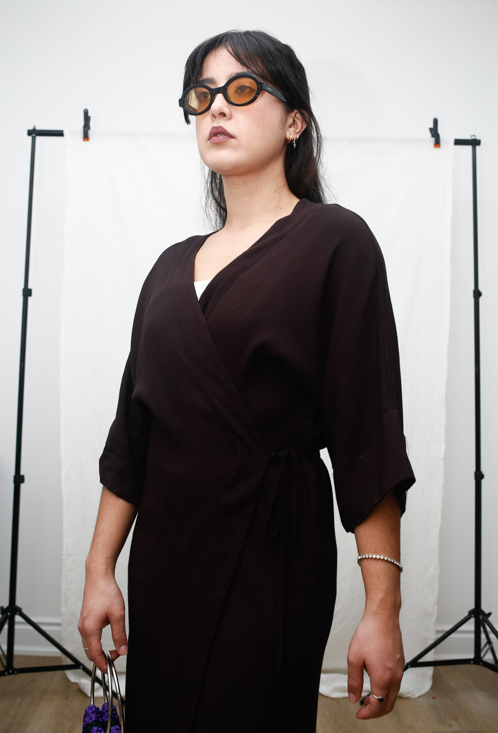 Vintage Black Wrap Dress / Kimono Cover-Up