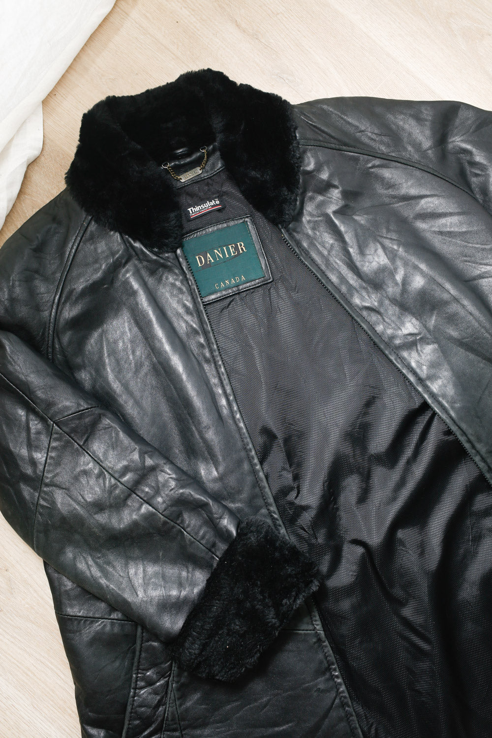 Danier 100% Leather Jacket––Faux Fur Trim
