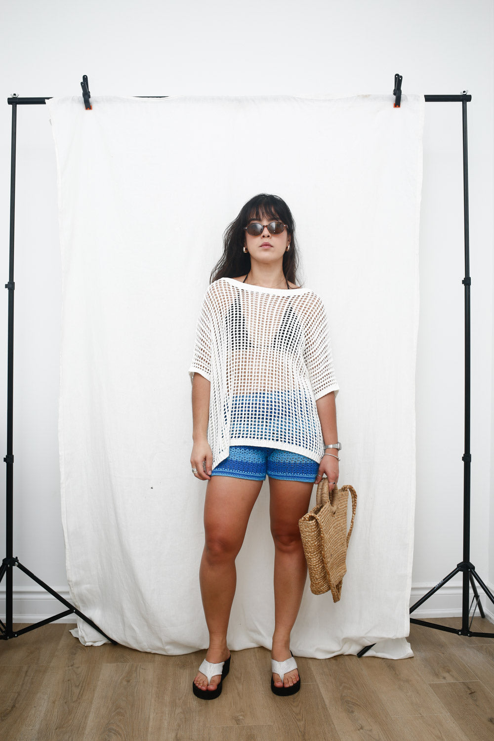White Open-Knit Beach Shirt