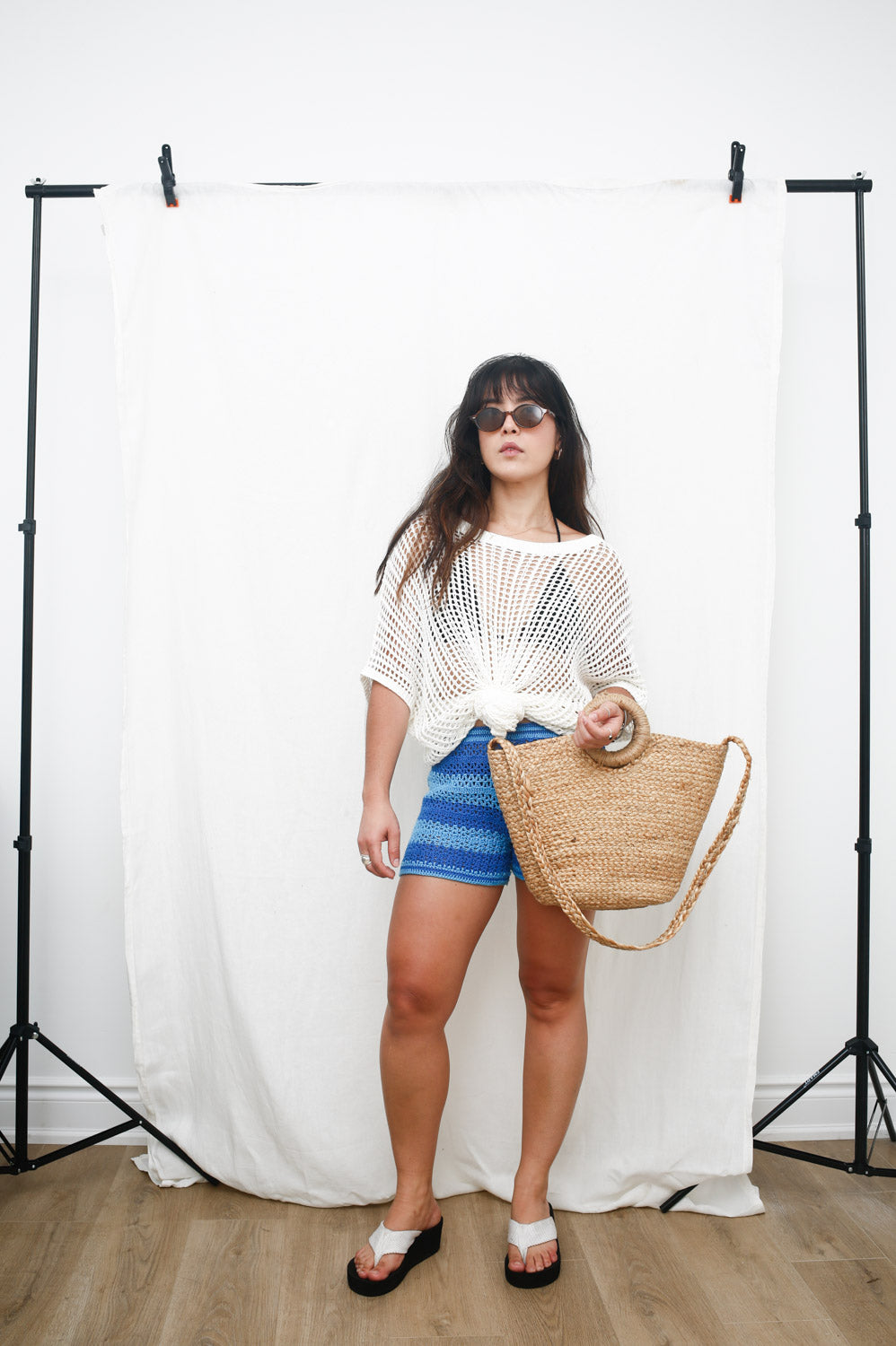 Woven Straw Circle Handle Bag