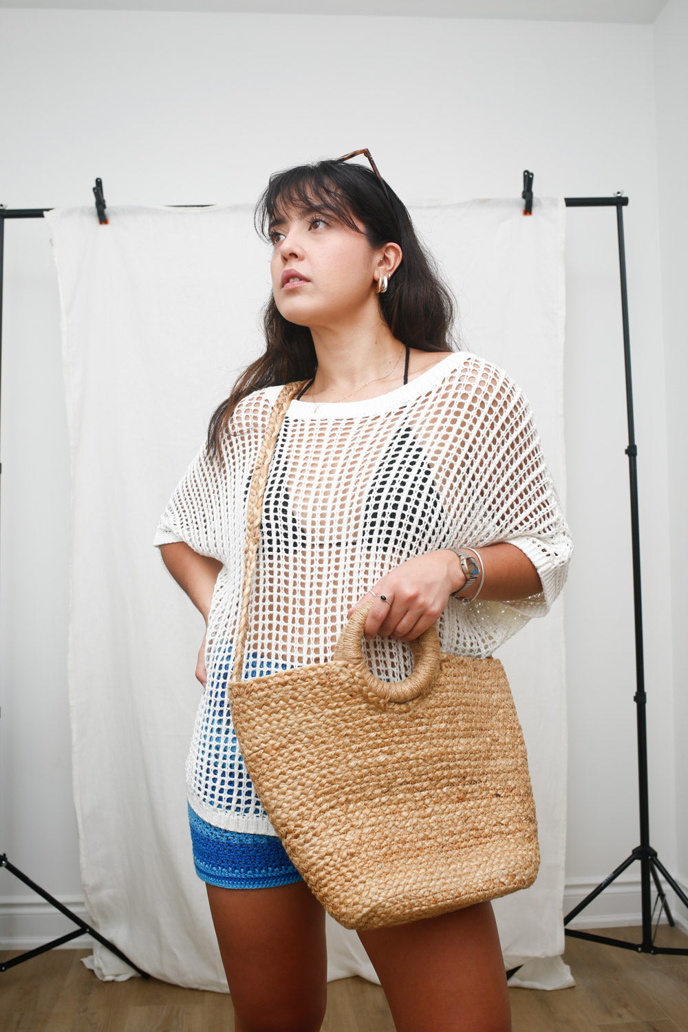Woven Straw Circle Handle Bag