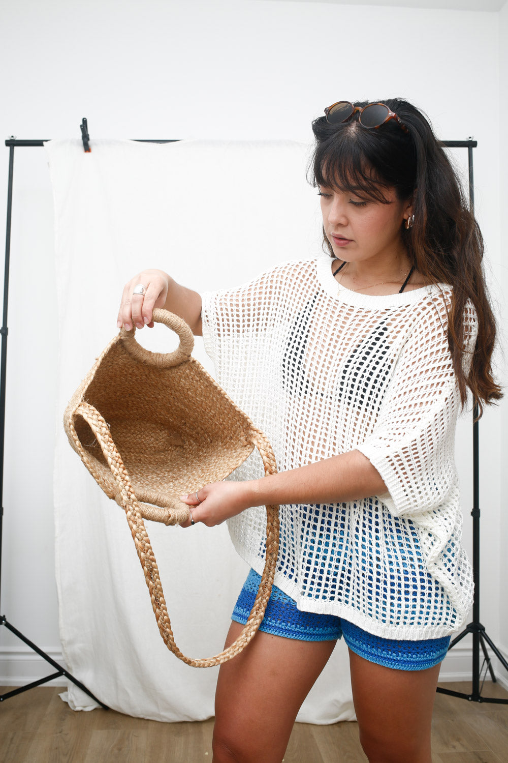 Woven Straw Circle Handle Bag