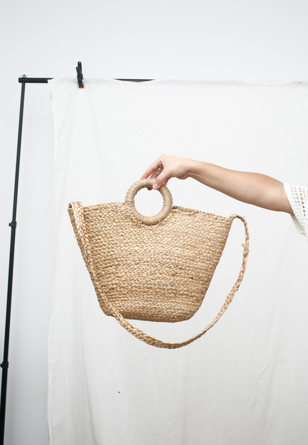 Woven Straw Circle Handle Bag