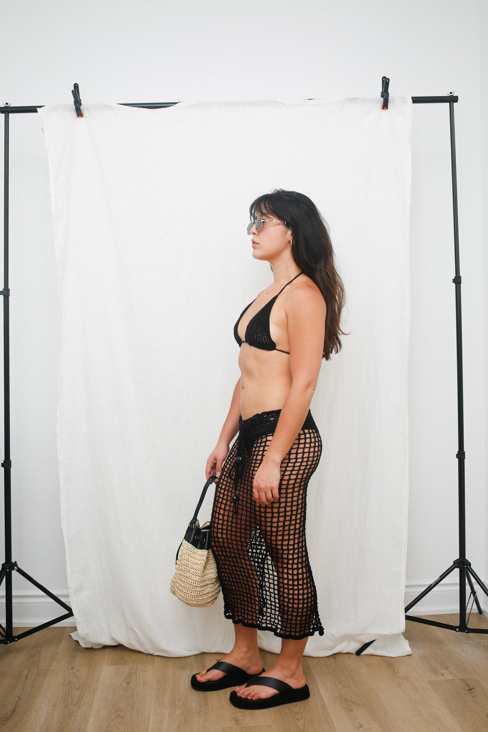 Handmade Black Crochet Skirt Cover-Up