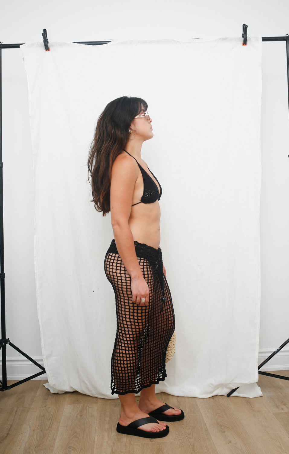 Handmade Black Crochet Skirt Cover-Up