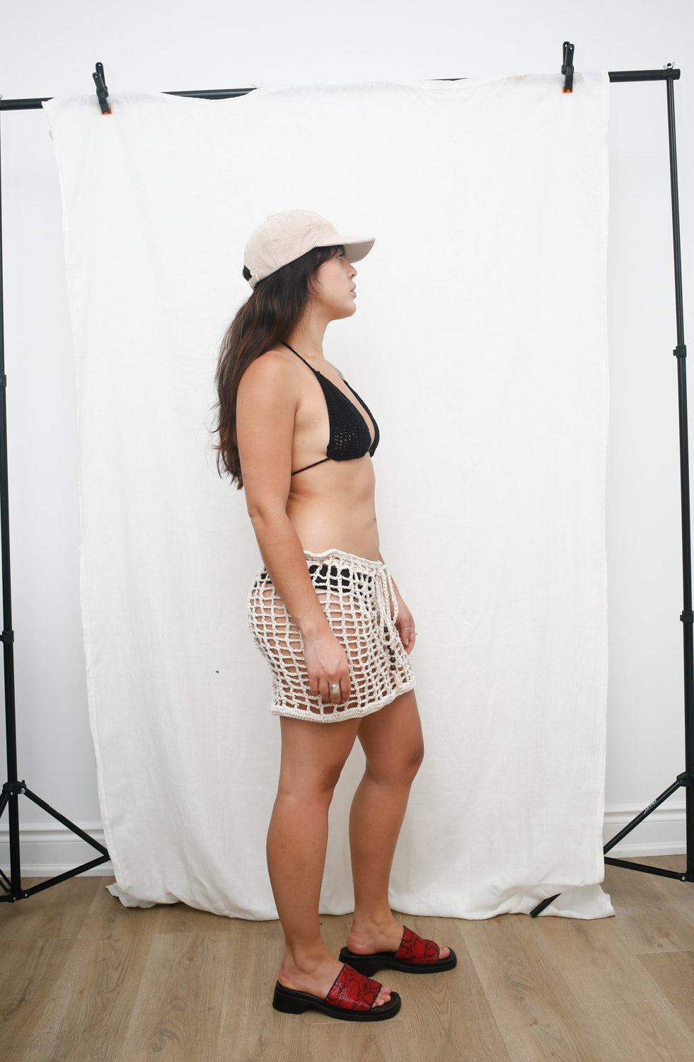 Handmade Cream Crochet Mini Skirt