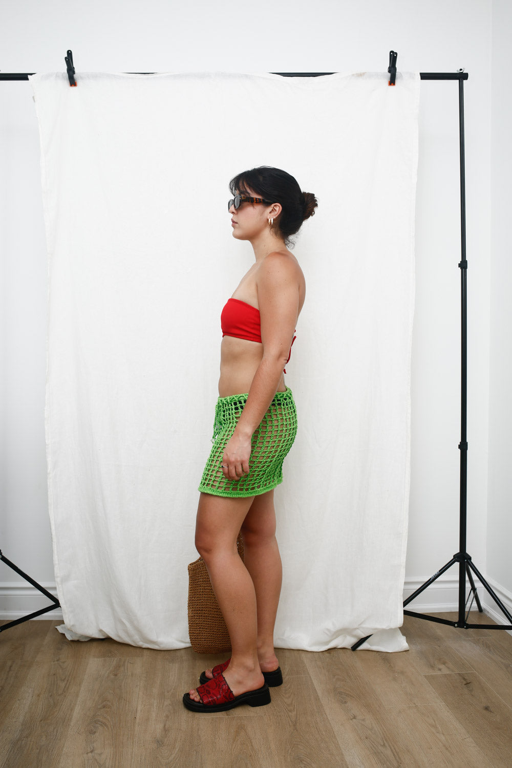 Handmade Neon Green Crochet Mini Skirt