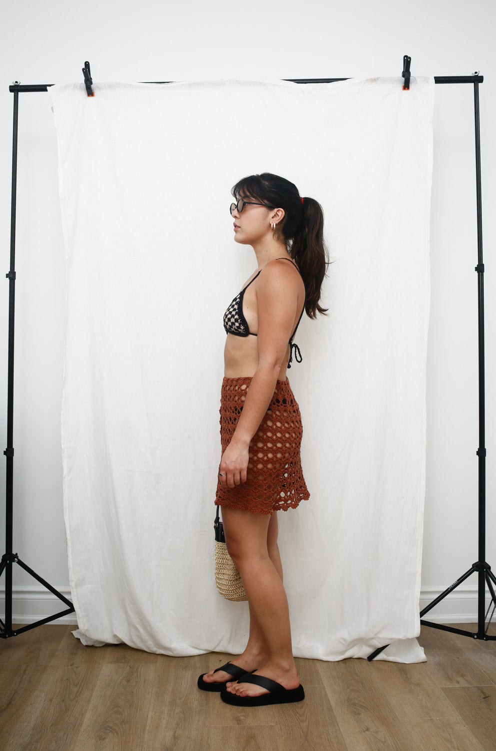 Handmade Rust Crochet Wrap Skirt