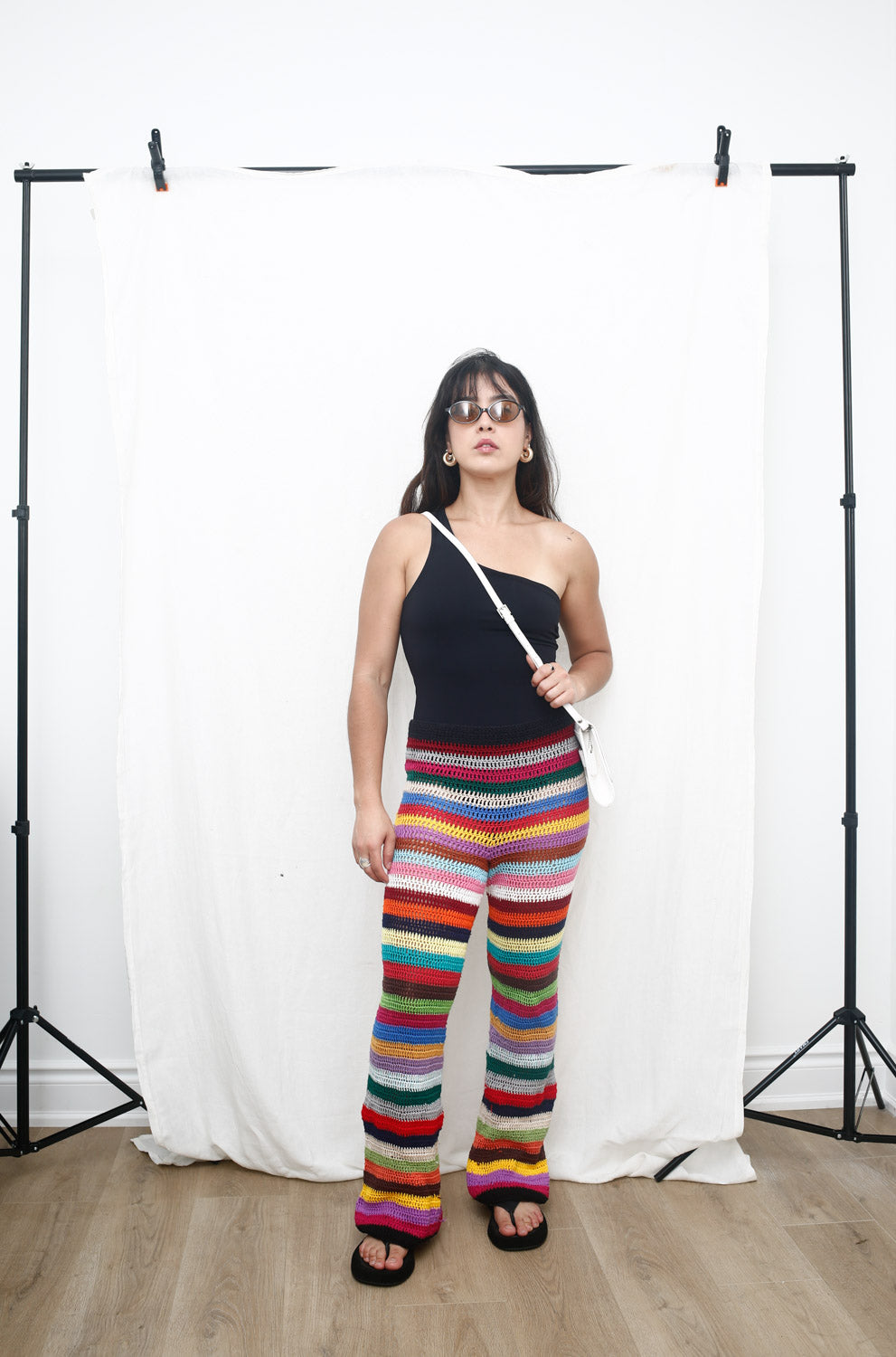 Handmade Rainbow Stripe Crochet Pants