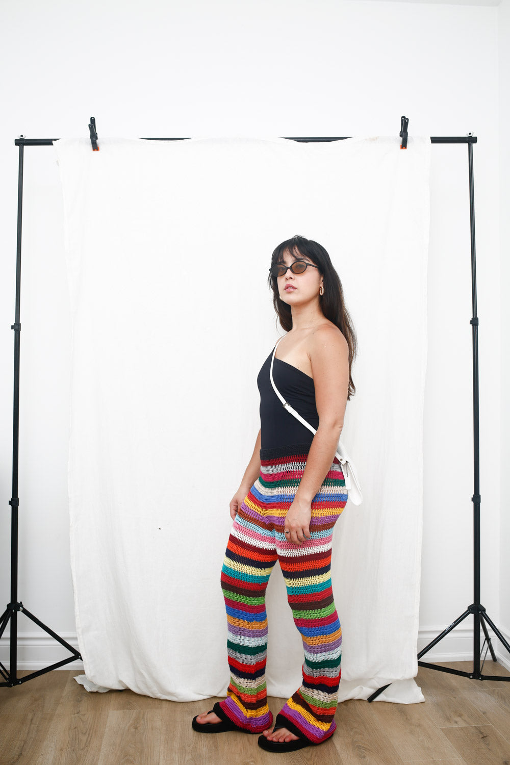 Handmade Rainbow Stripe Crochet Pants