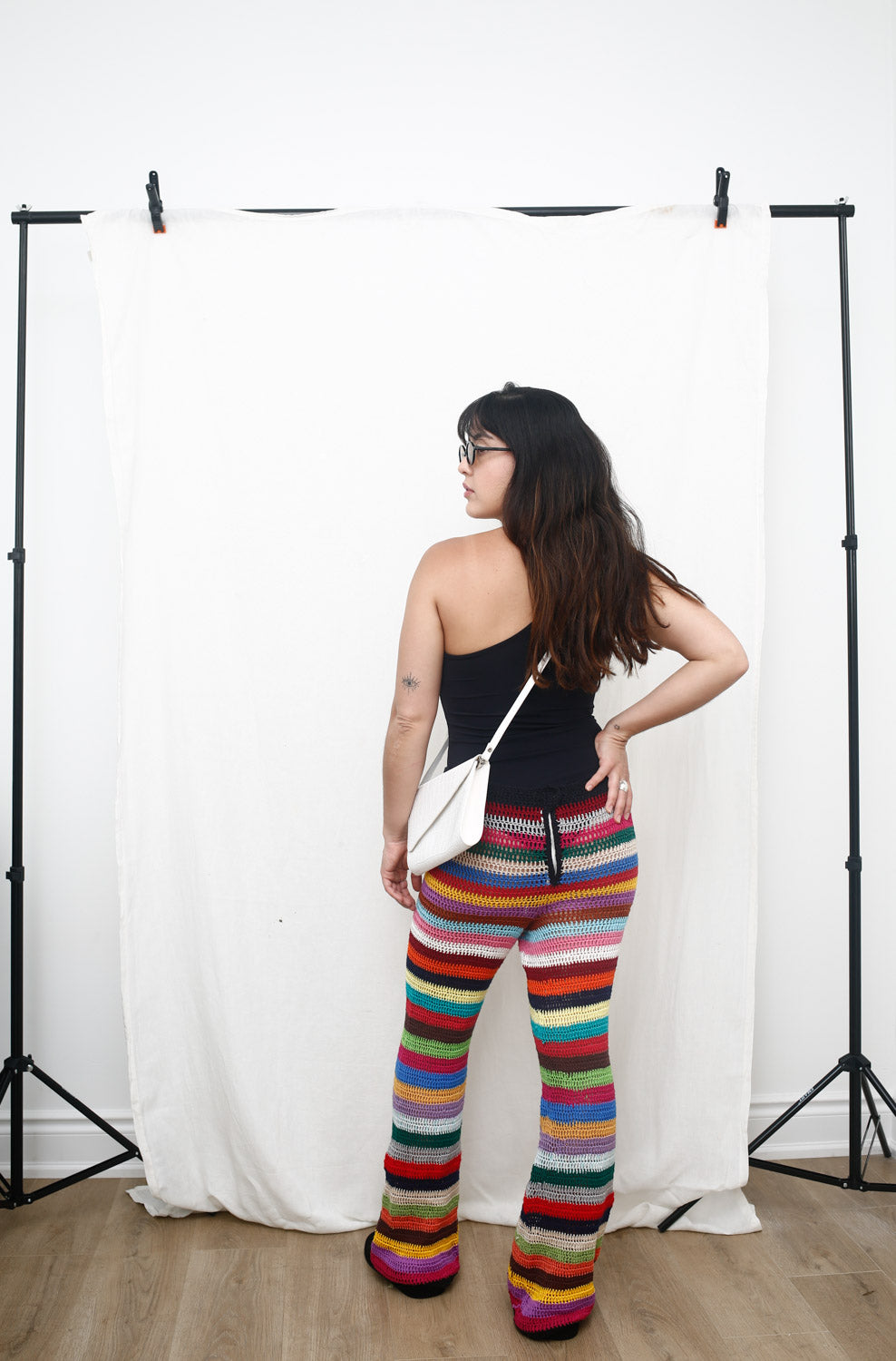Handmade Rainbow Stripe Crochet Pants