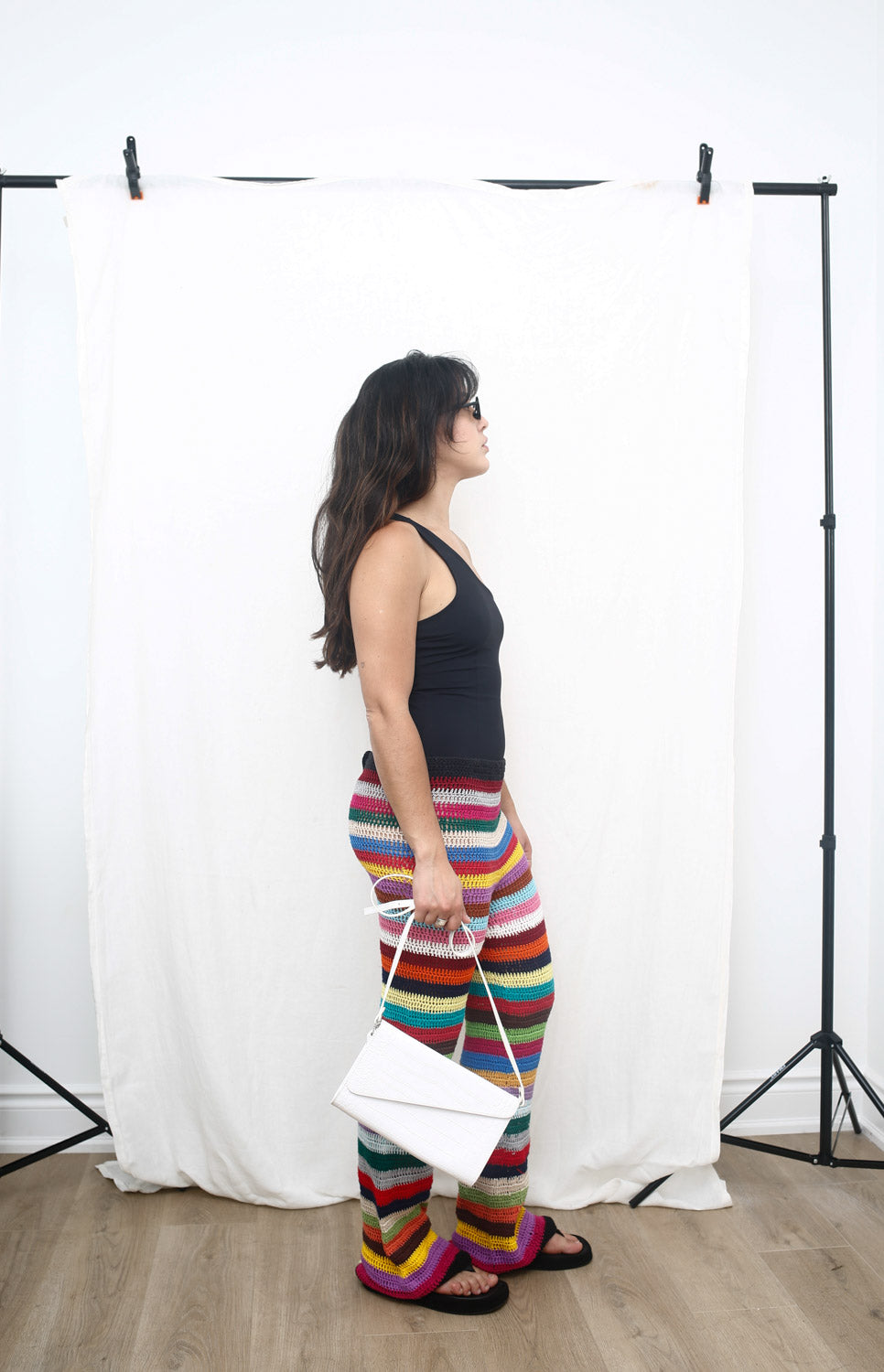 Handmade Rainbow Stripe Crochet Pants