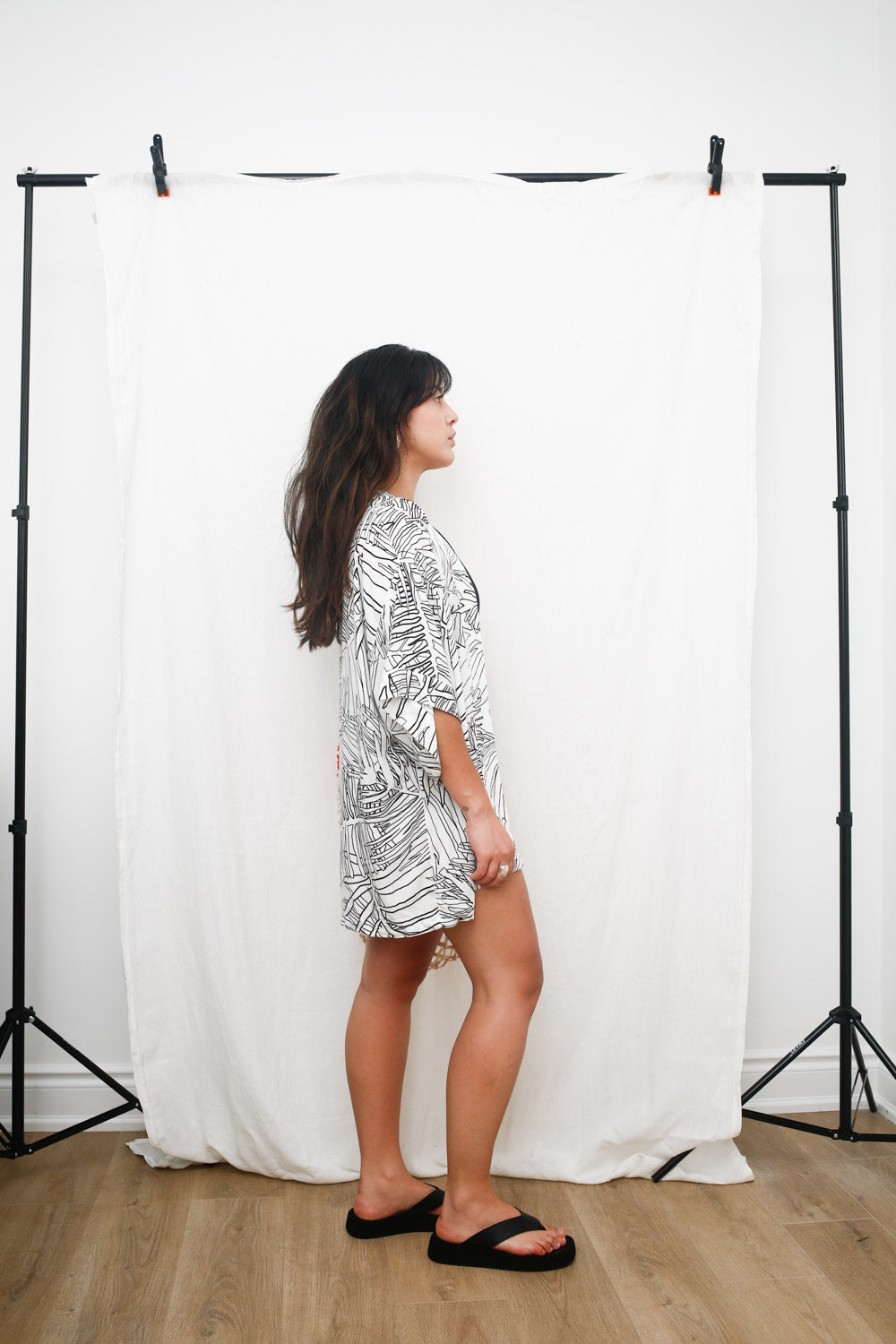 Black & White Abstract Print Kimono