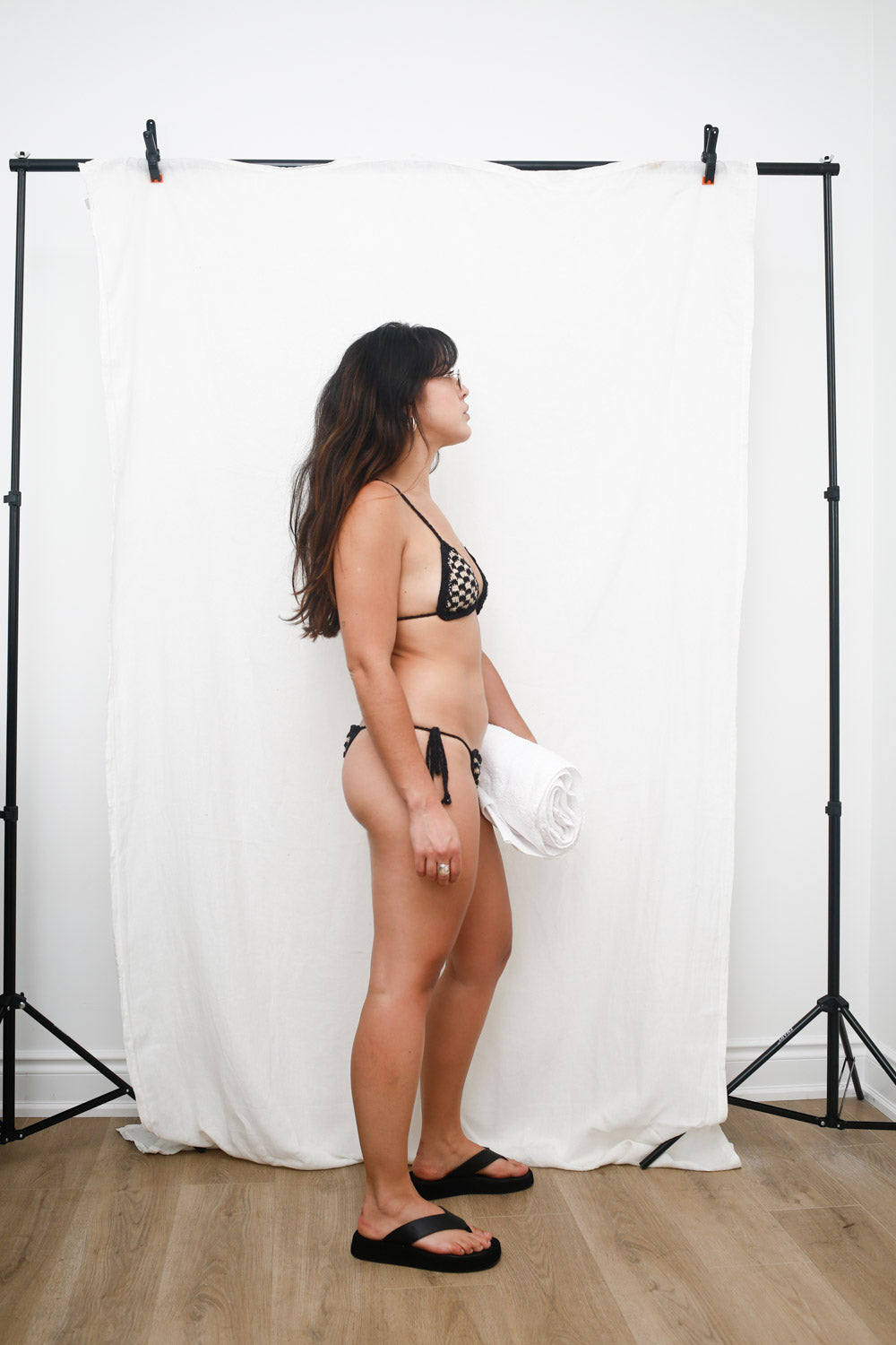 Handmade Black & Cream Crochet Bikini Set