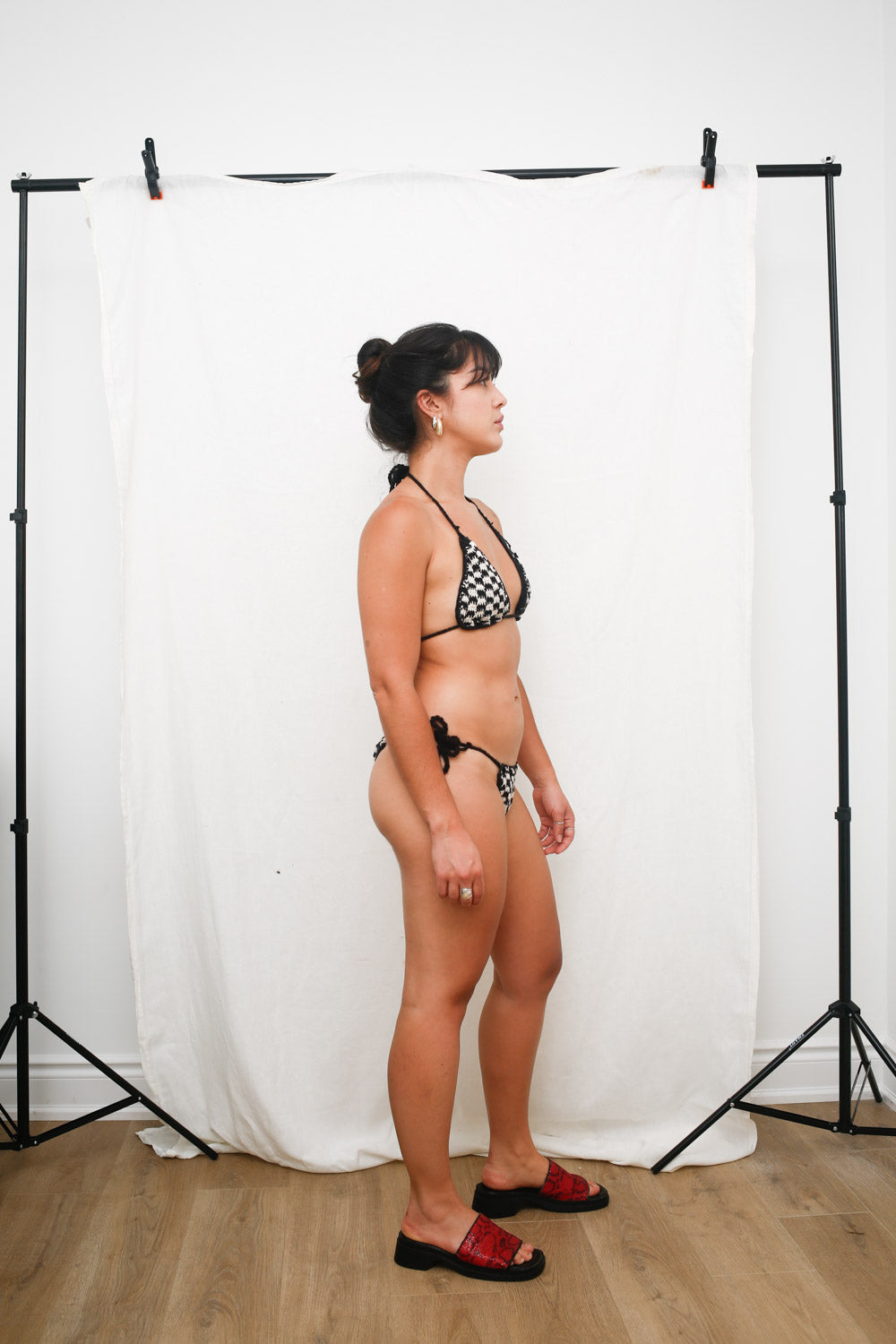 Handmade Crochet Bikini Set – Black & White Check