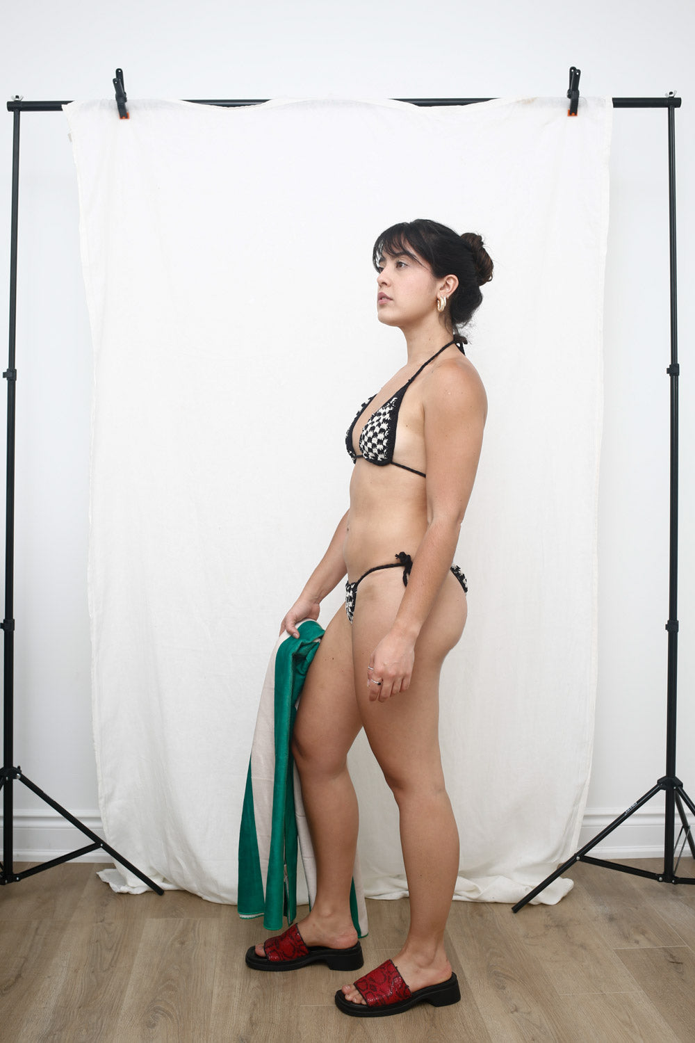 Handmade Crochet Bikini Set – Black & White Check