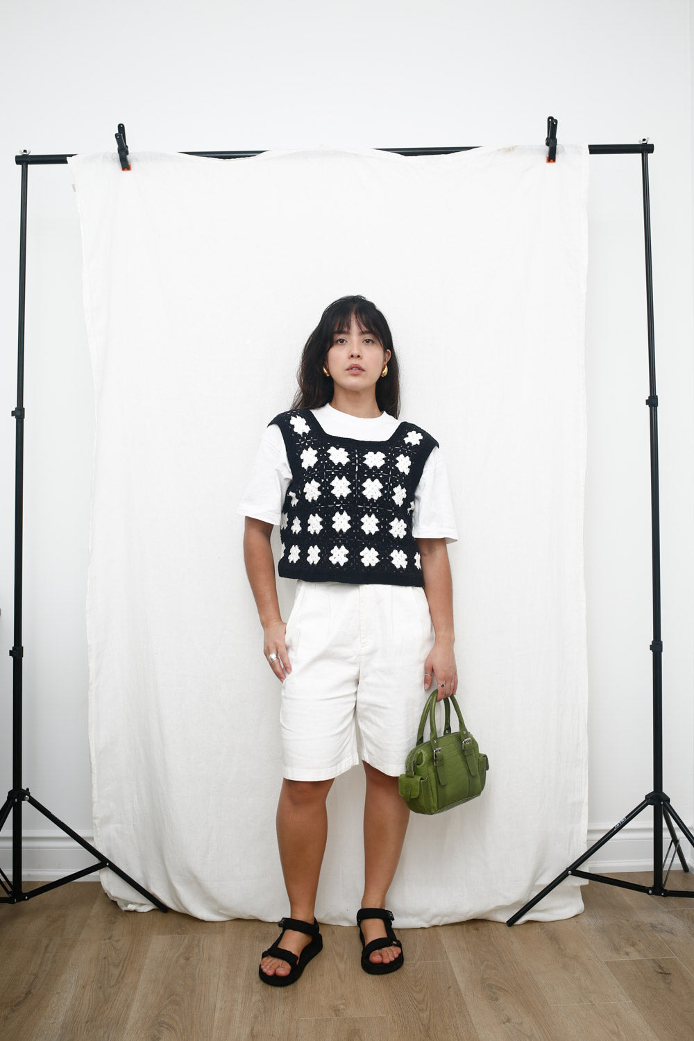 Mini Croc-Textured Green Handbag