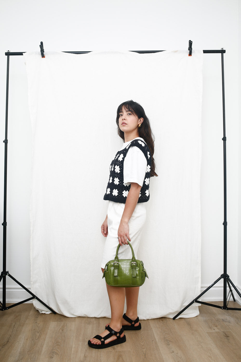 Black & White Flower Crochet Vest