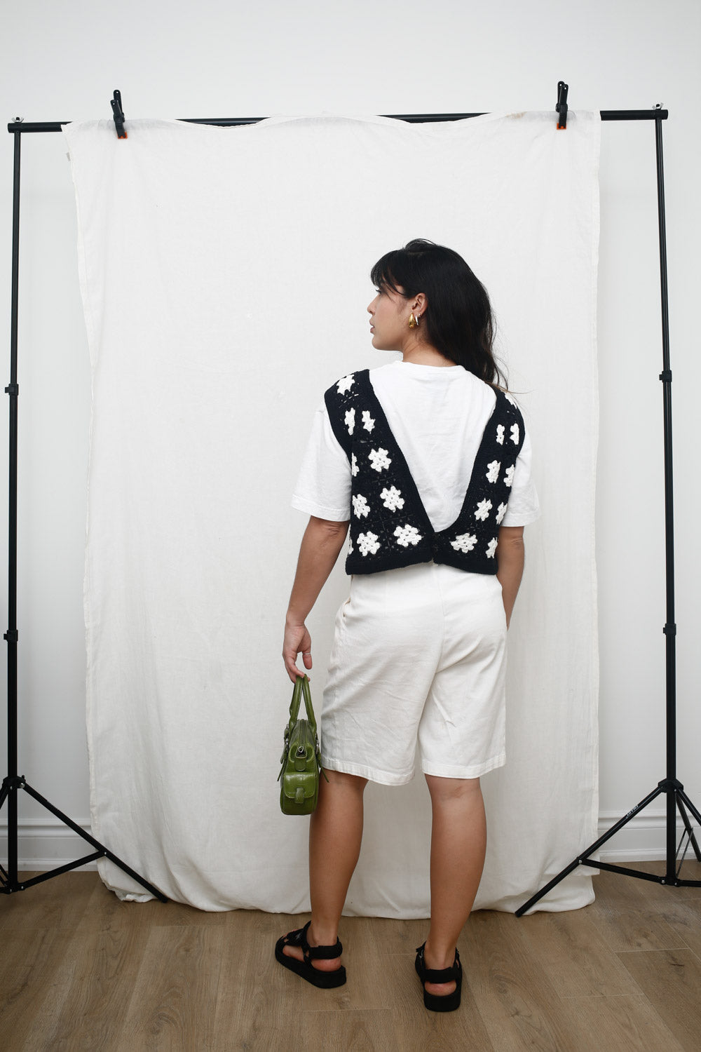 Black & White Flower Crochet Vest