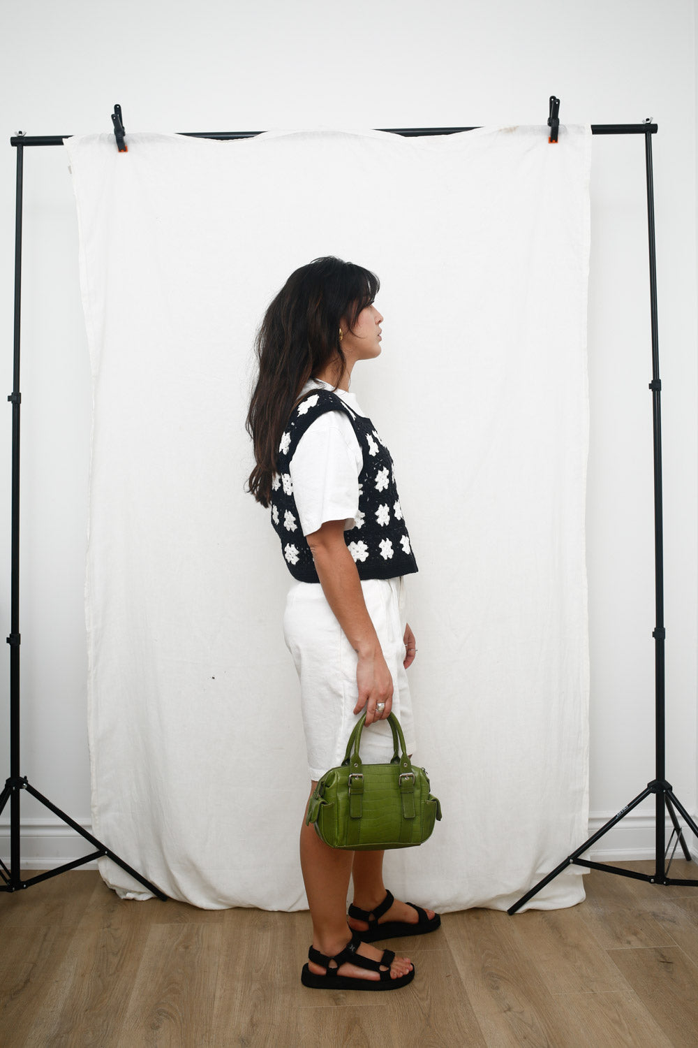 Black & White Flower Crochet Vest