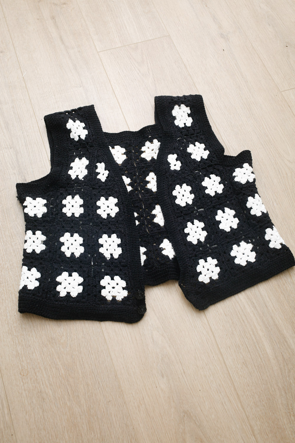 Black & White Flower Crochet Vest