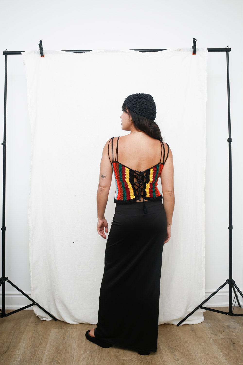 Rainbow Crochet Strappy Back Top