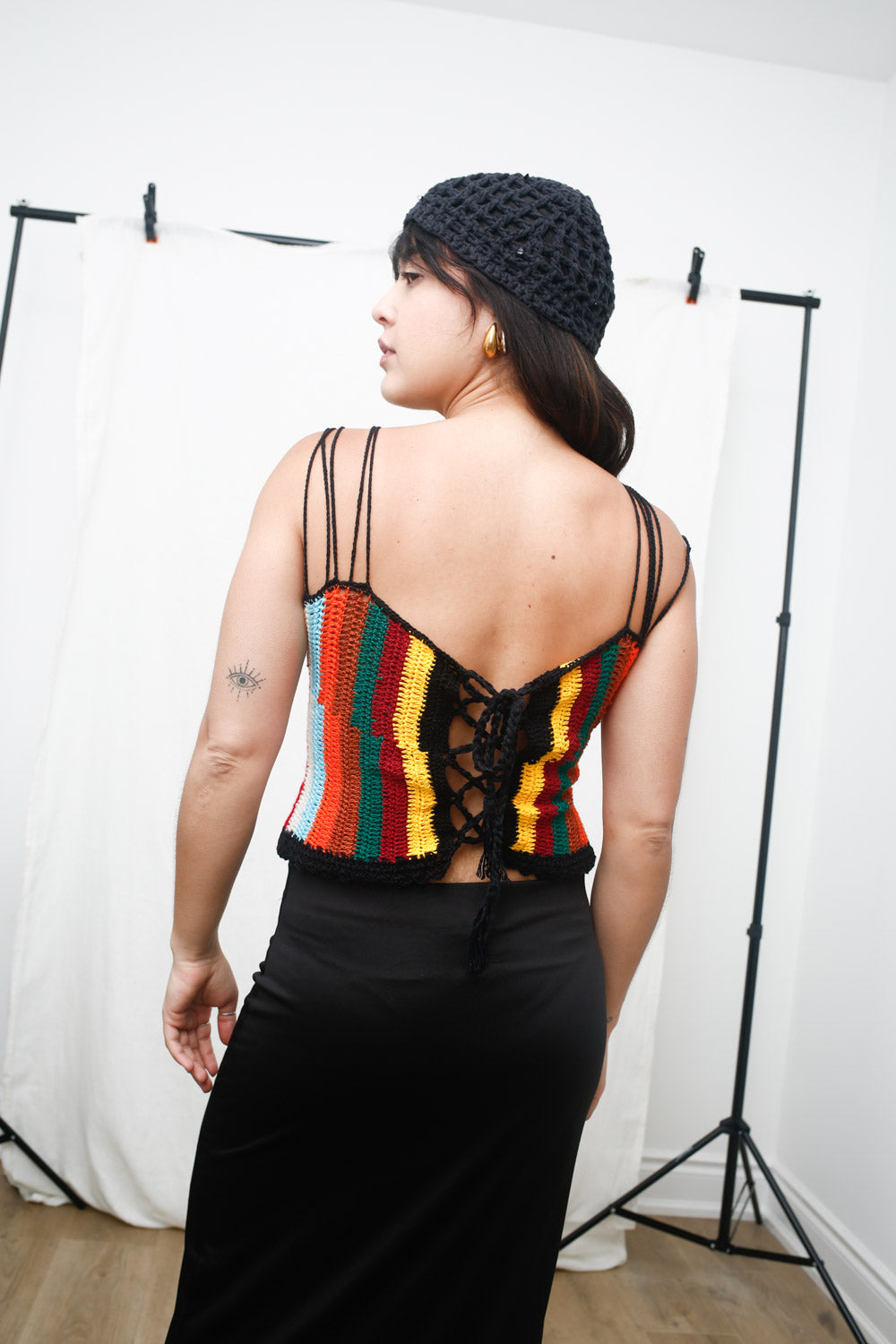 Rainbow Crochet Strappy Back Top