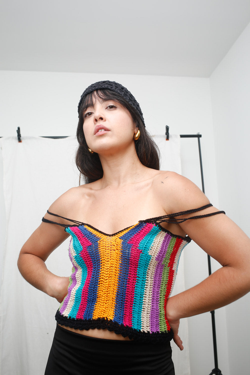 Rainbow Crochet Strappy Back Top