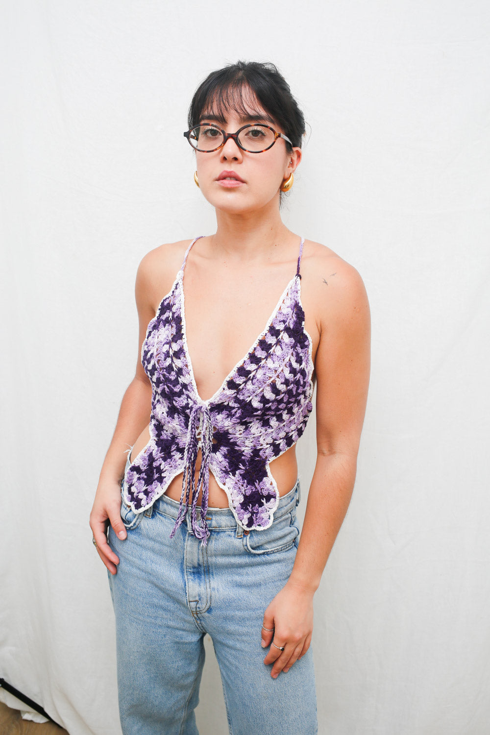 Purple Butterfly Crochet Top 🦋