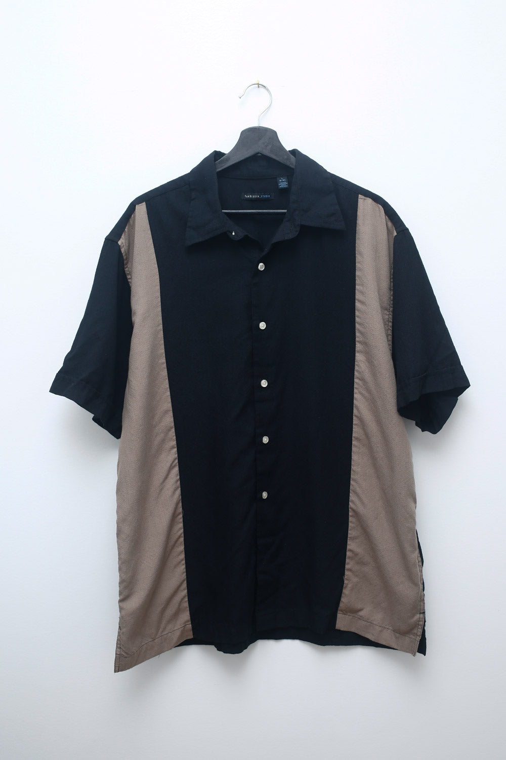 Van Heusen Studio Colorblock Shirt – Black & Taupe (Size L)