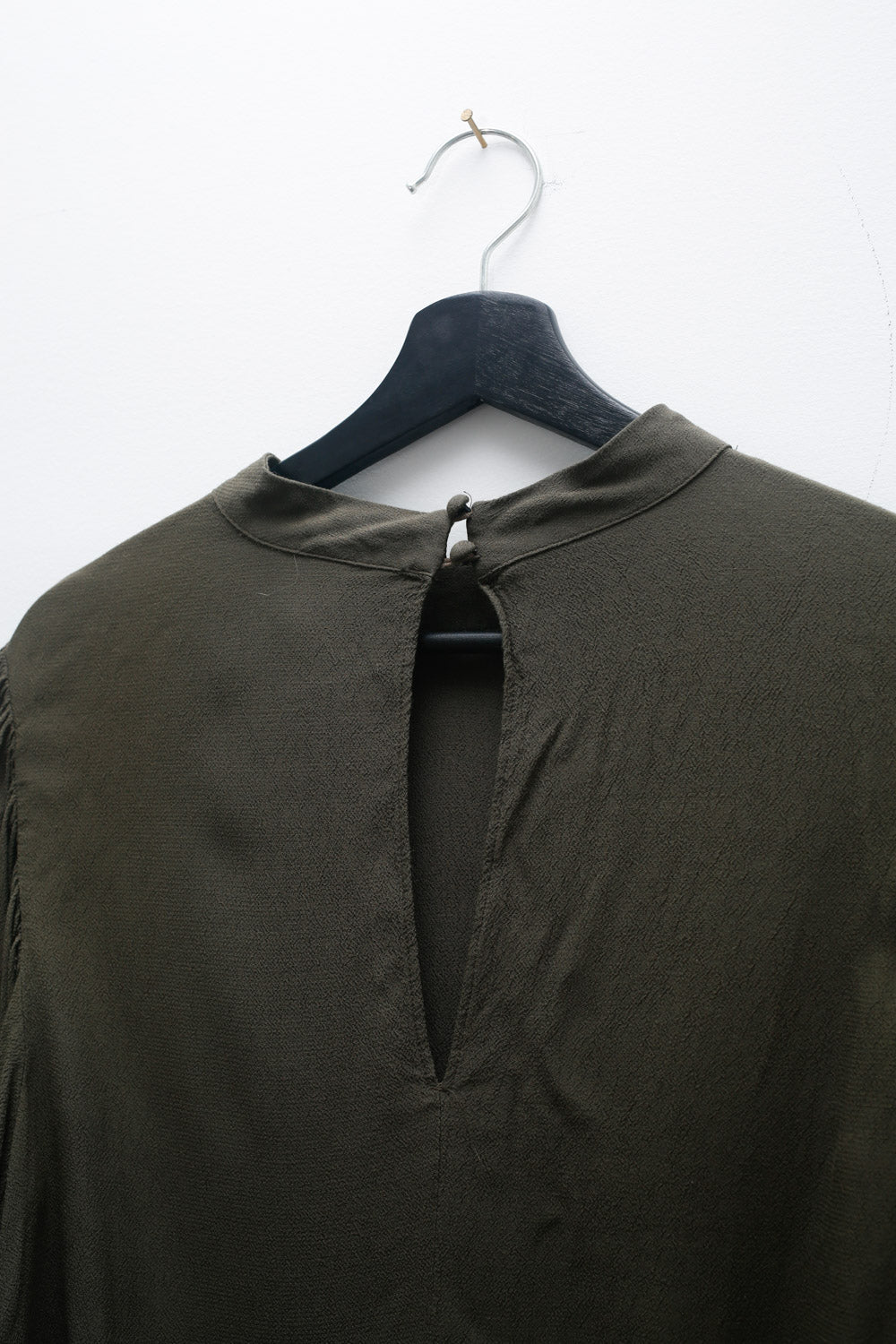 Dark Olive Draped Long Sleeve Blouse – Classic