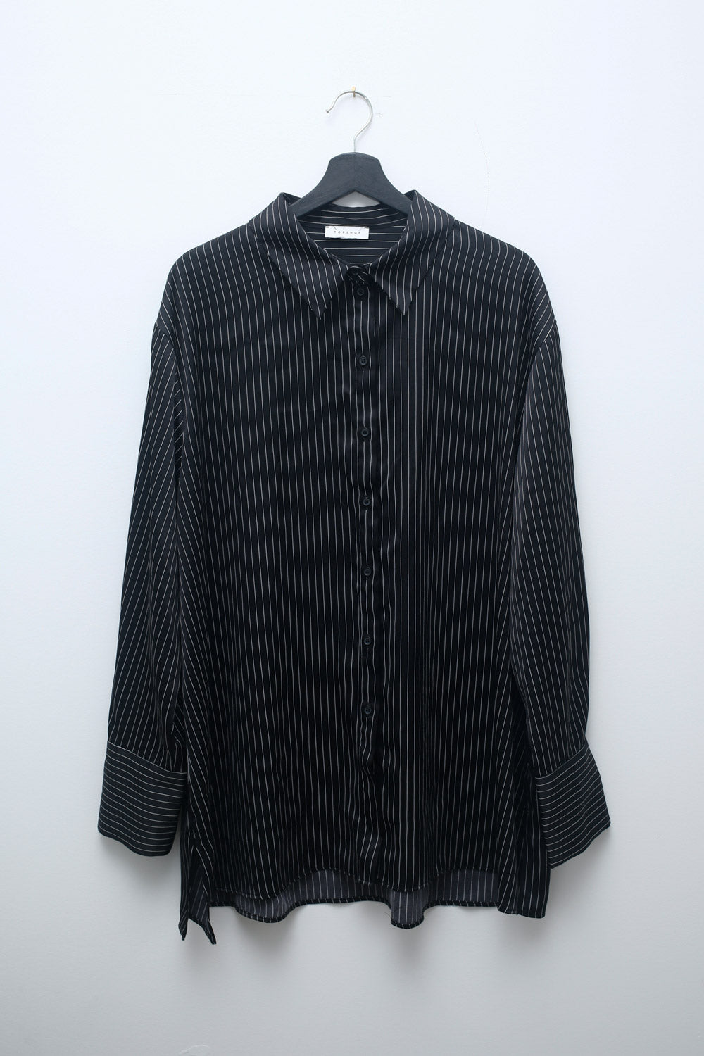 Topshop Black Pinstriped Long Sleeve Shirt – Size S