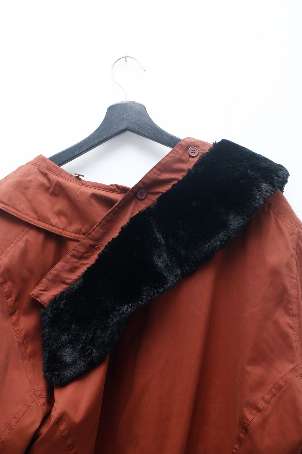 Vintage Rust Utility Jacket w/ Faux Fur Collar & Tapestry Lining