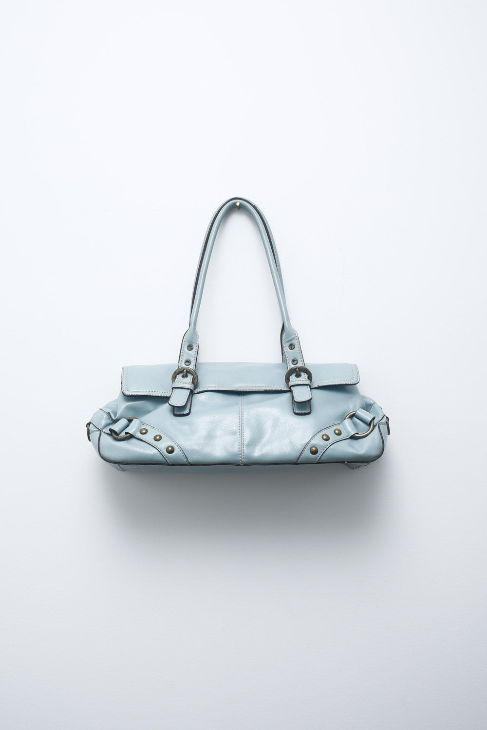 Light Blue Buckle-Detail Shoulder Bag