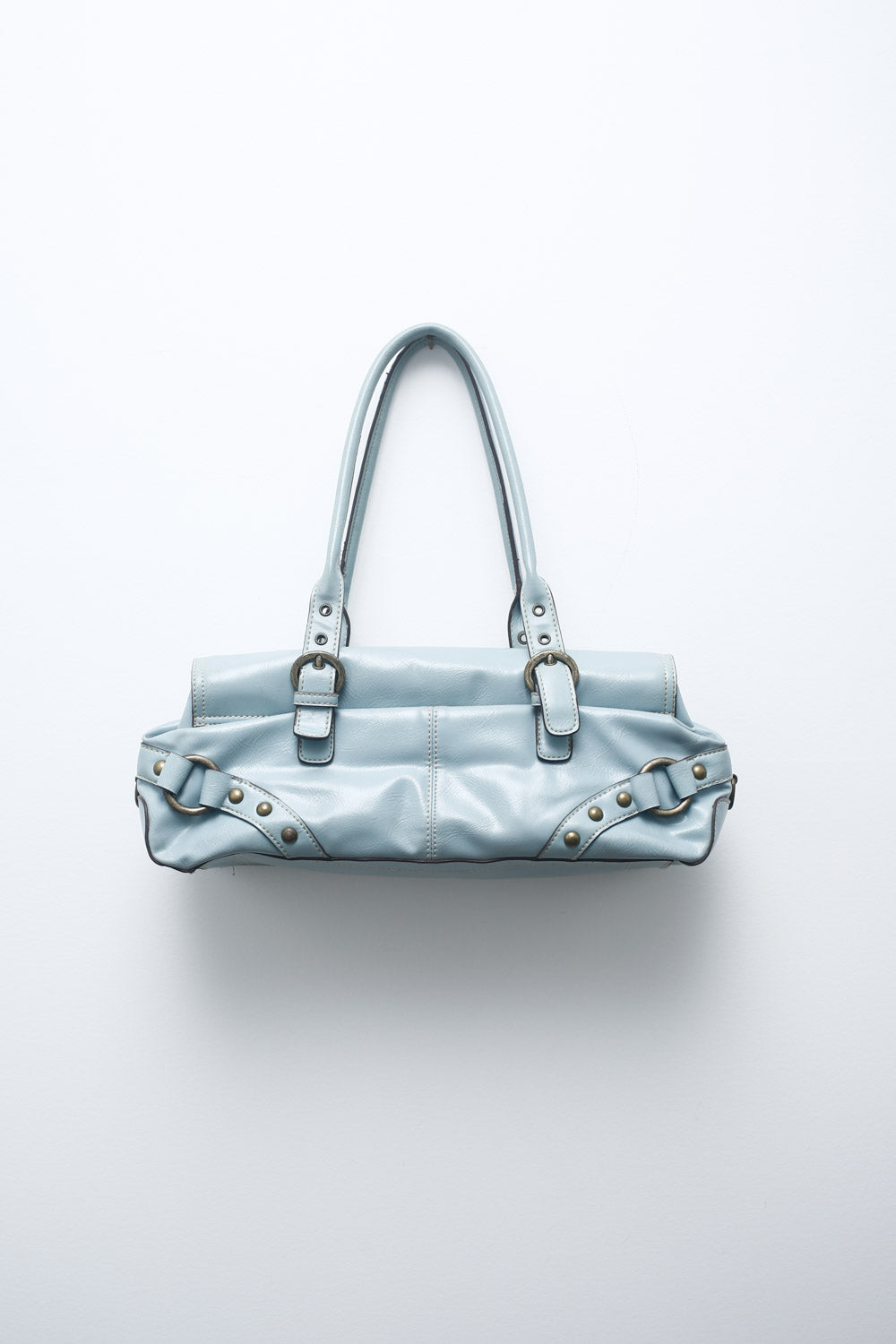 Light Blue Buckle-Detail Shoulder Bag