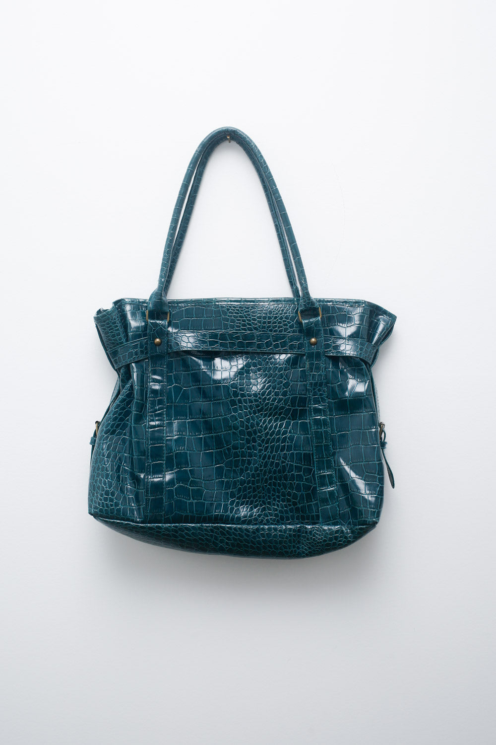 Green Croc-Embossed Tote Bag