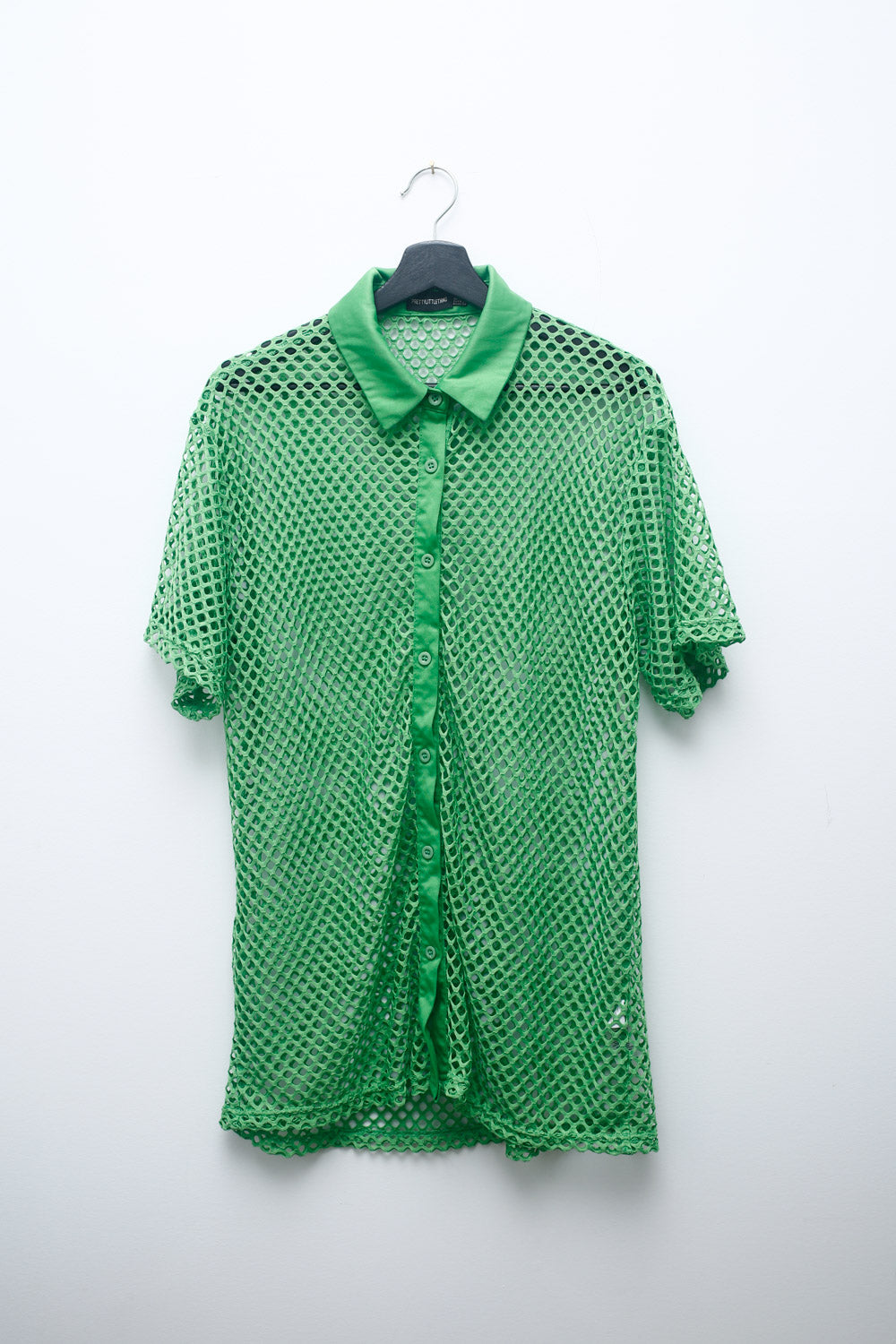 PrettyLittleThing Neon Green Mesh Button-Up Shirt
