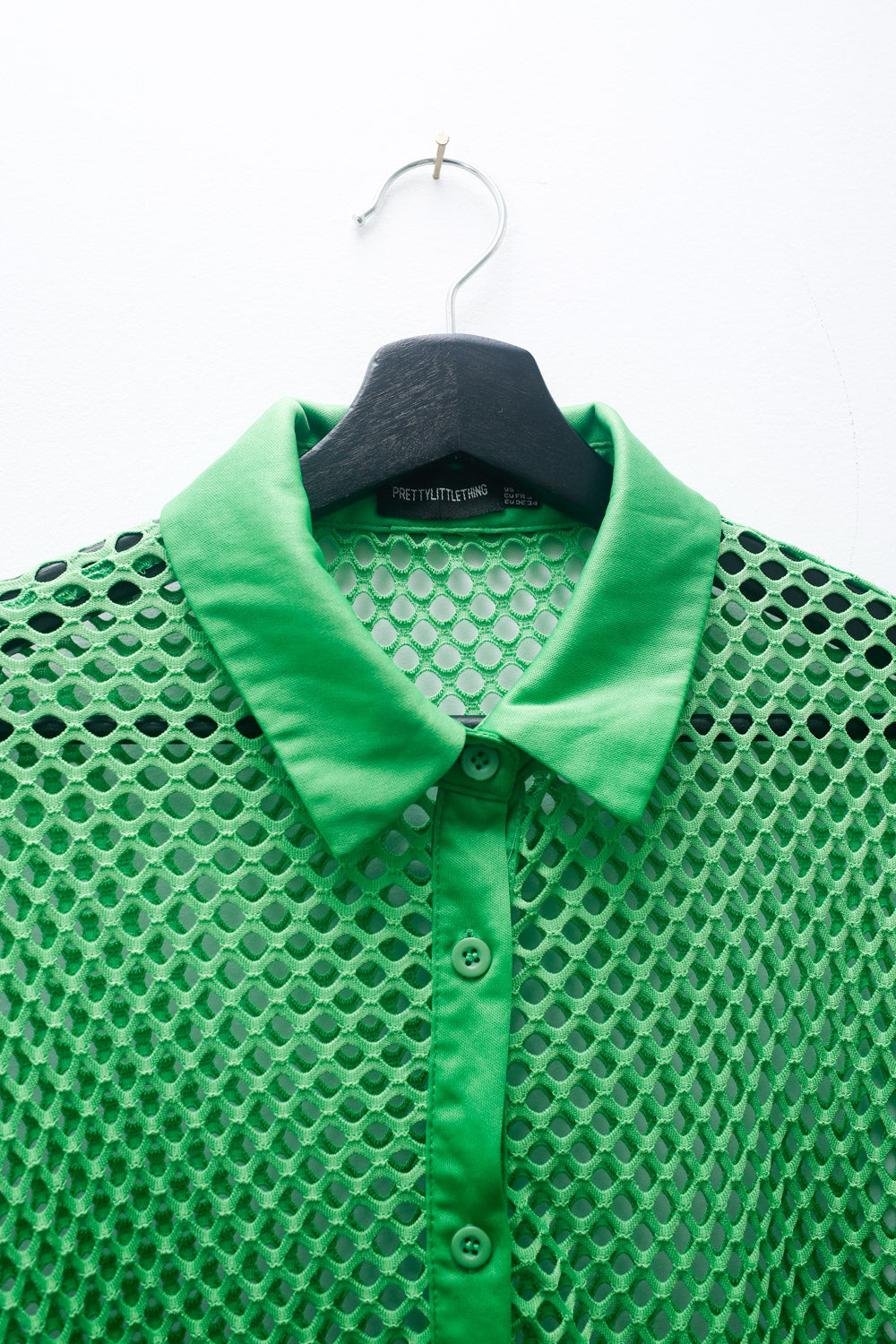 PrettyLittleThing Neon Green Mesh Button-Up Shirt