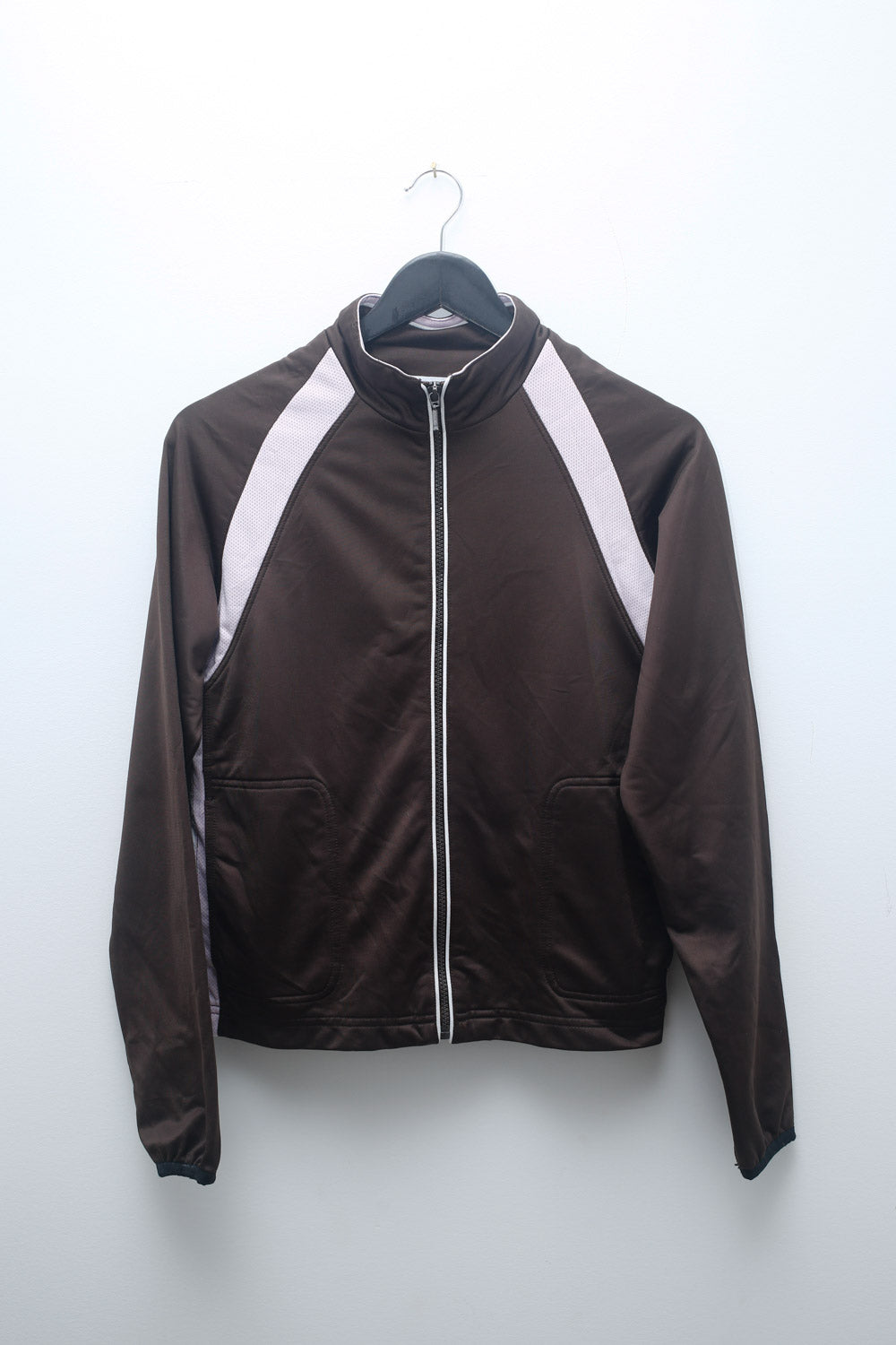 Wilson Brown Track Jacket – Retro Zip-Up with Pink Contrast Panels