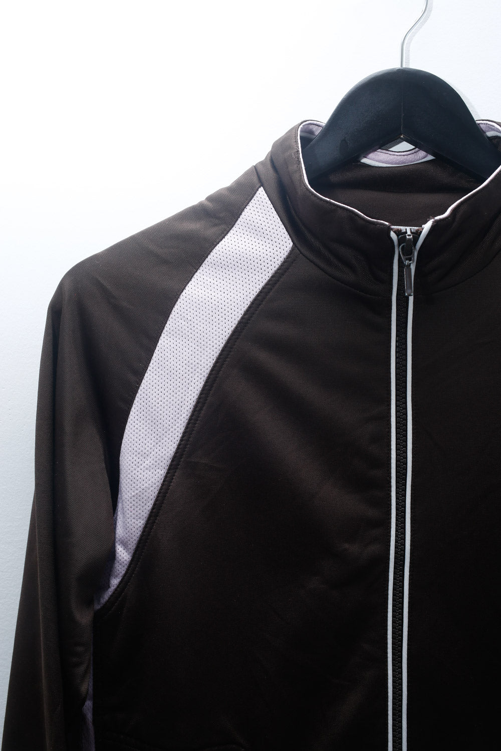 Wilson Brown Track Jacket – Retro Zip-Up with Pink Contrast Panels