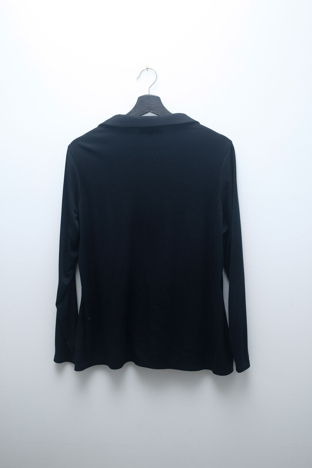 Lily Morgan Black Button-Up Top – Long Sleeve Collared Stretch Blouse