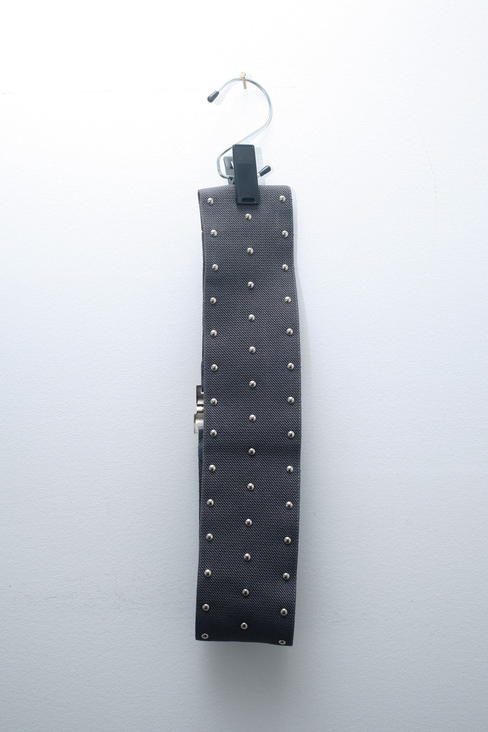 Vintage Black Elastic Studded Waist Belt with Silver Clasp