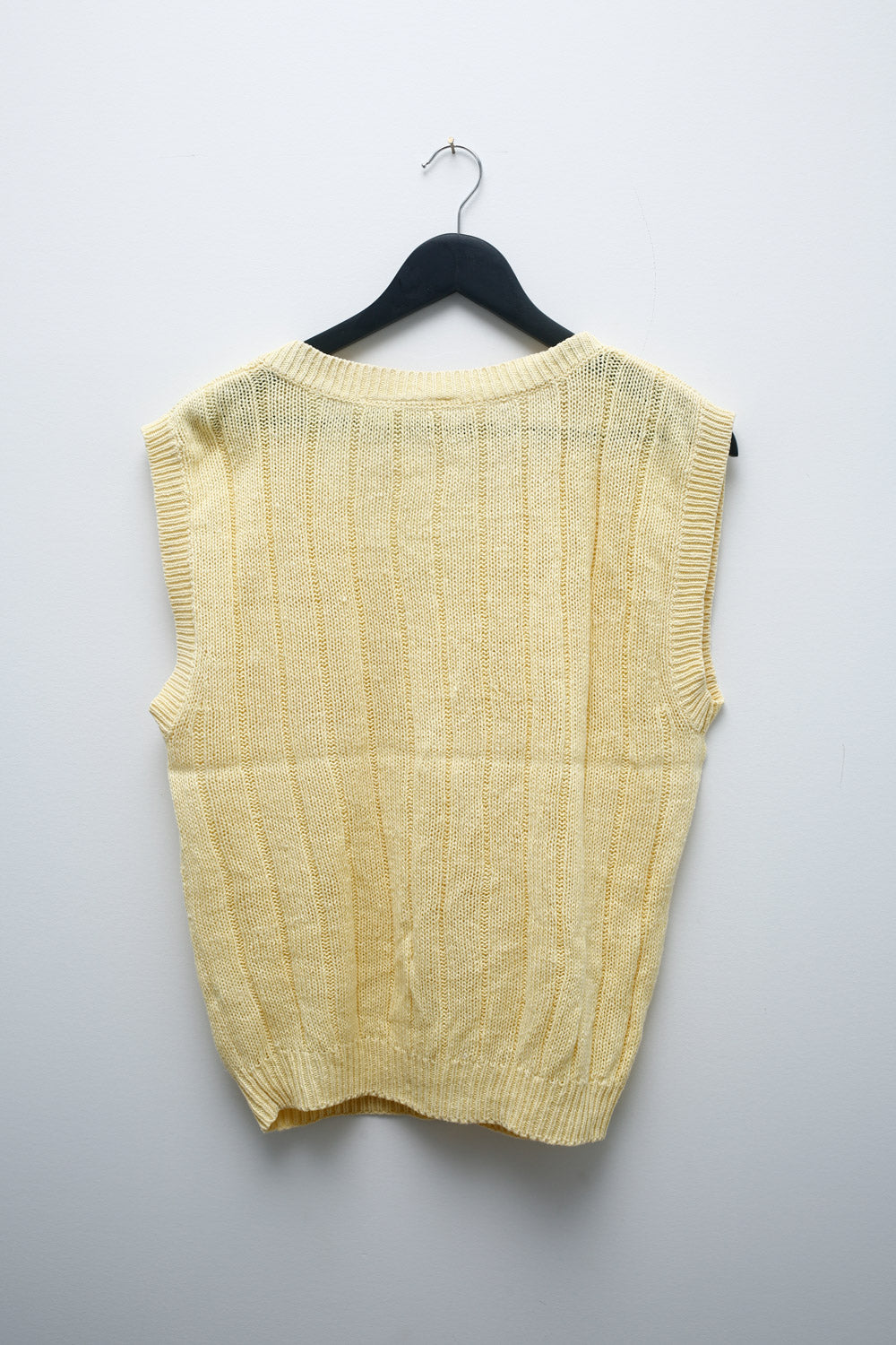 Vintage Yellow Knit Sweater Vest – Optimum V-Neck 90s Preppy Minimalist Style