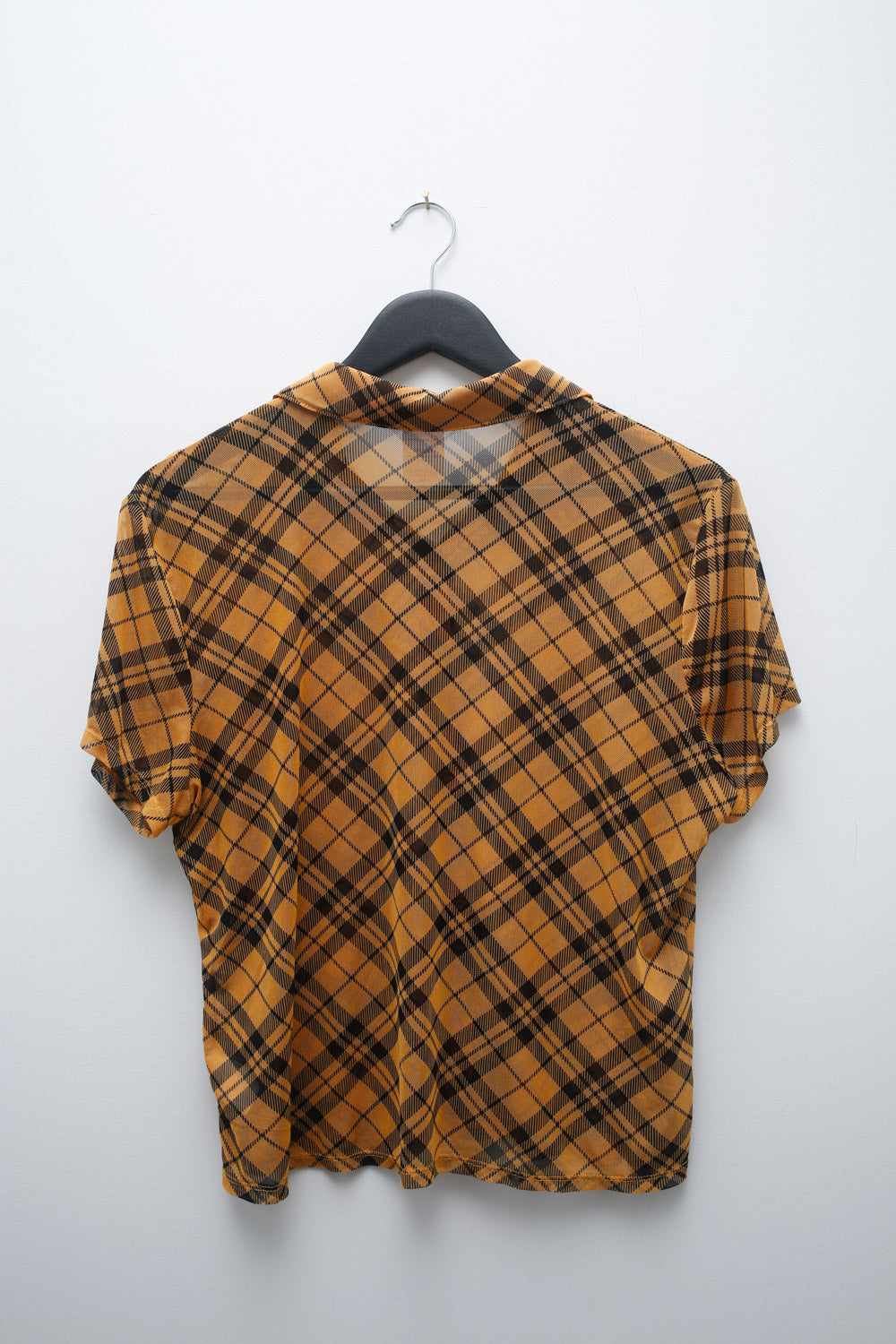 No Boundaries Mustard Yellow Plaid Short Sleeve Button-Up Shirt